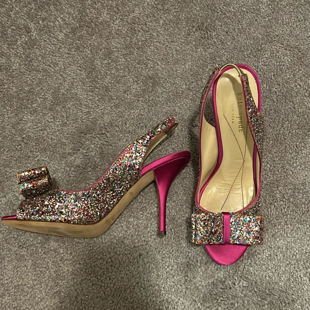 Kate Spade Charm heels in multi glitter 🪩